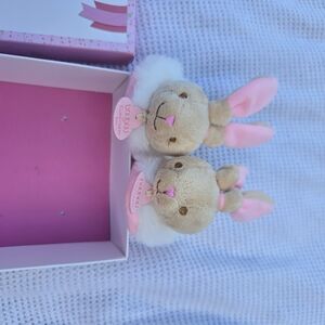 Doudou Beige and Pink Bunny Plush Set